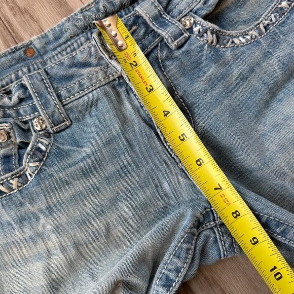 Miss Me Women’s Silver Sequin Lace Flap Pocket Bootcut Jeans Light Blue Size 28 - Picture 7 of 12